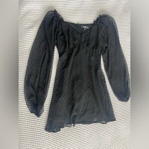 MISSGUIDED Petite Black Mini Puff Long Sleeve Dress. Size 4